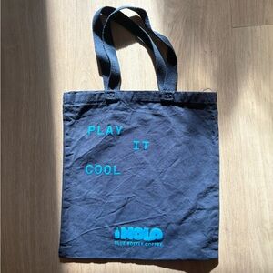 Blue Tote Bag with Play It Cool Text